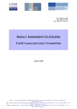 Guidelines on Impact Assessment for EU Lamfalussy Level 3