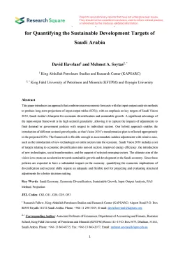 Saudi Vision 2030 Dynamic Input-Output Table: A Tool for Quantifying the Sustainable Development Targets of Saudi Arabia